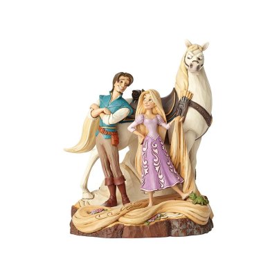 ジムショア Jim Shore ディズニー トラディション Disney Traditions 置物 フィギュア 人形 4059736 ラプンツェル＆フリン＆マキシマス 塔の上のラプンツェル 木彫り調 新品