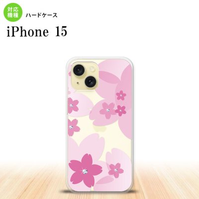 iPhone15 iPhone15 スマホケース 背面ケース ハードケース 花柄 サクラ B クリア ピンク 2023年 9月発売 nk-i15-057