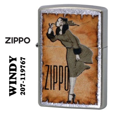 【名入れ】zippo ジッポーライター  ZIPPOキャラクター人気の「WINDY」デザイン Z207-119767　オイルライター ガール  キュート かわいい 誕生日 [zZ207-119767]