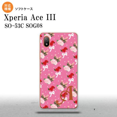 SO-53C SOG08 ワイモバイル Xperia Ace III スマホケース 背面ケースソフトケース 花柄 バラ リボン ピンク ビビット +アルファベット 2022年 6月発売 nk-so53c-tp262i