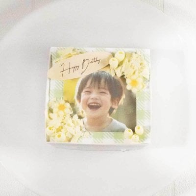 【写真ケーキ_緑】shirokane sweets TOKYO  オリジナルデコレーション・ショートケーキ（オレンジ）