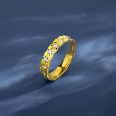 リング レディース キュービックジルコニア ホワイト ステンレス イエローゴールド 11号 14号 16号 18号 tr21121501