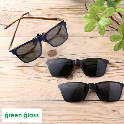 green glass 薄型 軽量 クリップ サングラス 