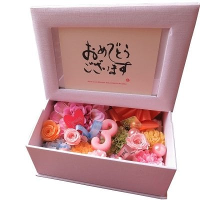 3周年 お祝い 数字3入り 花 写真立て フォトフレーム プリザーブドフラワー入りギフト 数字1個入り ご希望数字でお作り致します