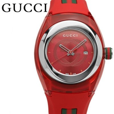 GUCCI グッチ 腕時計 ウォッチ ラバー メンズ レディース レッド 36mm 日常生活防水 クオーツ ファッション ブランド ギフト 贈り物 プレゼント ya137303