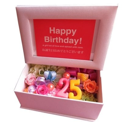 プリザーブドフラワー 誕生日プレゼント 25歳 花 数字25入り 花 写真立て フォトフレーム 数字2個入り ご希望数字でお作り致します