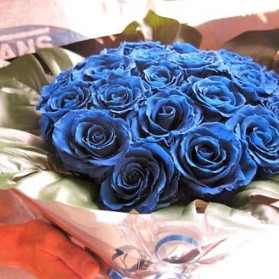 成人式 成人の日 お祝い 男性 20歳 青バラ 20本使用 花束 枯れない プリザーブドフラワー 大輪系 青バラ 20本 使用 プリザーブドフラワー 花束 枯れずにいつまでもキレイな青バラ ギフト
