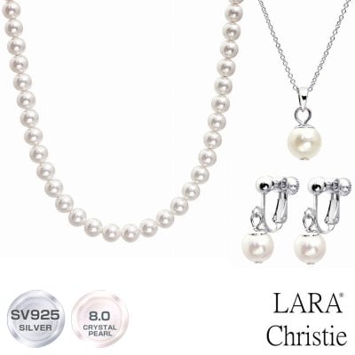 ララクリスティー ネックレス レディース パール 8mm 3点セット 連 1粒 ネックレス イヤリング LARA Christie