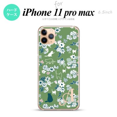 iPhone11ProMax iPhone11pro max スマホケース ハードケース 猫 花 緑 +アルファベット メンズ レディース nk-i11pm-1724i