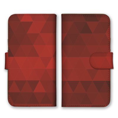 ＼全機種対応／ スマホケース 手帳型 スマホカバー 手帳タイプ スマートフォン ケース カバー モザイク トライアングル レッド かわいい おしゃれ かっこいい カードホルダー付き カード収納 合皮 合成レザー