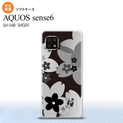 SH-54B SHG05 AQUOS sense6 スマホケース ソフトケース 花柄 サクラ C 黒 +アルファベット メンズ レディース nk-sens6-tp061i