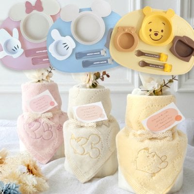ディズニーリトルナチュラルタオルおむつケーキ＋ディズニー アイコンランチプレートセット 【メッセージカード無料】【ラッピング無料】 