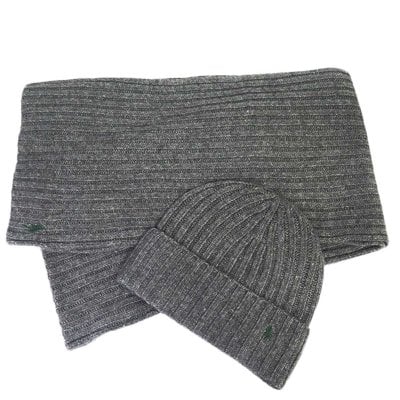 ラルフローレン Ralph Lauren ポロラルフローレン Polo Ralph Lauren ニット帽 マフラー セット PC0190 012 メンズ レディース ニットキャップ ストール CHARCOAL チャコールグレー