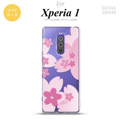 SO-03L SOV40 901SO Xperia 1 スマホケース ソフト カバー 花柄 サクラ B クリア ピンク nk-xp1-tp057
