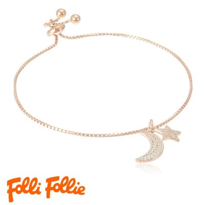 新品 Folli Follie フォリ フォリ ブレスレット FASHIONABLY SILVER CHARM MATS ファッショナブリーシルバー チャームメイツ 3B17S039RC スター ムーン 星 月 レディース SV925 シルバー925 ピンクゴールドプレーテッド キュービックジルコニア ピンクゴールド 女性 ギフト プレゼント 誕生日 お祝い