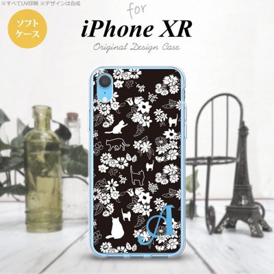iPhoneXR iPhone XR スマホケース ソフトケース 猫 花 黒 +アルファベット メンズ レディース nk-ipxr-tp1725i
