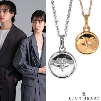 ライオンハート ツチメ コイン ペアネックレス サージカルステンレス ダイヤモンド ブランド カップル 記念日 LION HEART