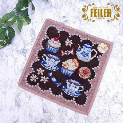 FEILER フェイラー  ハンカチ タオルハンカチ 25cm 花柄 ブラウン SWEET TREAT swet25495　限定品      