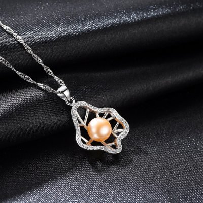 ネックレス キュービックジルコニア 淡水パール シルバー925 ピンク シルバー スクリューチェーン 中粒 40+5cm 揺れる ゆれる 上品 大人 雪の結晶 pn0036