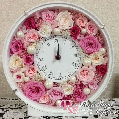 【送料無料】☆花時計☆ プリザーブドフラワー 母の日 時計 花時計 お祝い ギフト 結婚祝い 新築祝い ブライダル 記念日 フレーム壁掛け 還暦祝い バースデープレゼント ピンク