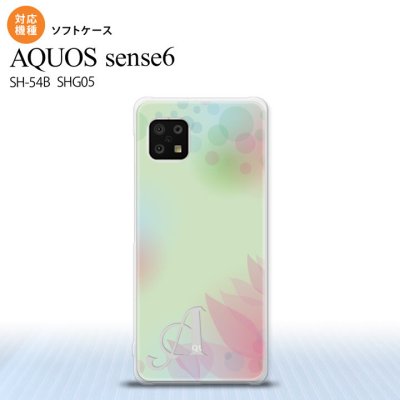 SH-54B SHG05 AQUOS sense6 スマホケース ソフトケース ぼかし 花柄 緑 +アルファベット メンズ レディース nk-sens6-tp1591i