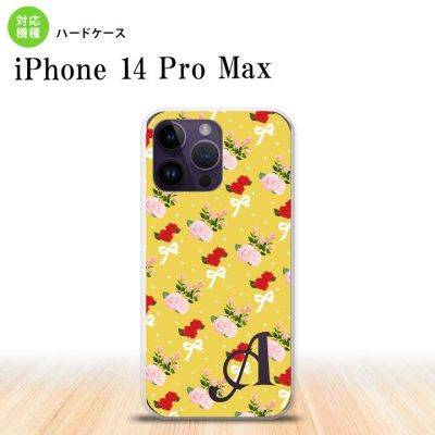 iPhone14 ProMax iPhone14 Pro Max スマホケース 背面ケース ハードケース 花柄 バラ リボン 黄 +アルファベット 2022年 9月発売 nk-i14pm-263i