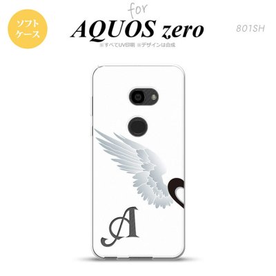 AQUOS zero アクオス ゼロ 801SH スマホケース カバー ソフトケース 翼(ペア) 白(左) イニシャル 対応 nk-801sh-tp788i[スマホ,スマホケース,スマホカバー,ケース,カバー,ジャケット]