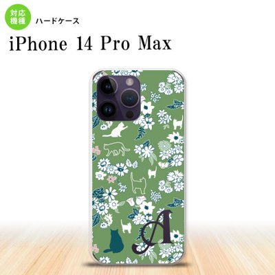 iPhone14 ProMax iPhone14 Pro Max スマホケース 背面ケース ハードケース 猫 花 緑 +アルファベット 2022年 9月発売 nk-i14pm-1724i