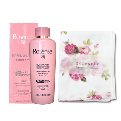 【ギフトBOX入】ローズウォーター300ml＆薔薇のフェイスタオルセット