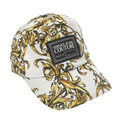 ヴェルサーチェ ジーンズ クチュール VERSACE JEANS COUTURE 帽子 キャップ 72YAZK18 G03 ベースボールキャップ BASEBALL CAP WITH CENTRAL SEWING CIRCONFERENZ WHITE/GOLD ホワイト+ゴールド