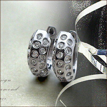 pt900【0.4ct】ドッツダイヤモンド フープピアス『Dotdesign』 [SI