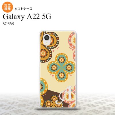 SC-56B Galaxy A22 スマホケース ソフトケース エスニック 花柄 ベージュ 茶 +アルファベット メンズ レディース nk-a22-tp1583i