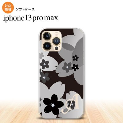 iPhone13ProMax iPhone13 Pro Max ケース ソフトケース 花柄 サクラ C 黒 +アルファベット iPhone13 プロ マックス 6.7インチ おしゃれ かわいい メンズ レディース キッズ デザインたくさん nk-i13pm-tp061i
