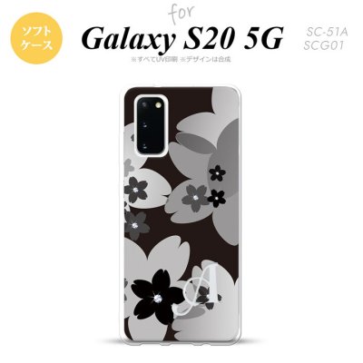 SC-51A SCG01 Galaxy S20 スマホケース ソフトケース 花柄 サクラ C 黒 +アルファベット メンズ レディース nk-s20-tp061i