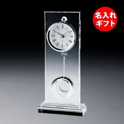 【名入れ】グラスワークス ナルミ ウィンドウペンドラムクロック ( ネーム メッセージ 名前入り ) クロック 時計 法人 記念品 創立記念 周年記念 竣工 表彰 還暦 退職祝い オリジナルギフト ガラス 彫刻