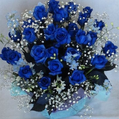 ブルーローズ30本のアレンジメント 　☆【ブーケ】 ★バラの花束・ブーケ・アレンジメント/ブルーローズアレンジメント★【お誕生日】 【オレンジ・イエローのバラ】 【フラワーバルーン】 【記念日】【結婚祝い】 【クリスマスギフト】 【お祝い】 