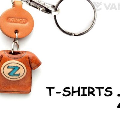 Tシャツ Z (青) キーホルダー イニシャル【レザー 本革 VANCA バンカクラフト革物語 国産 ハンドメイド 贈り物 即納】