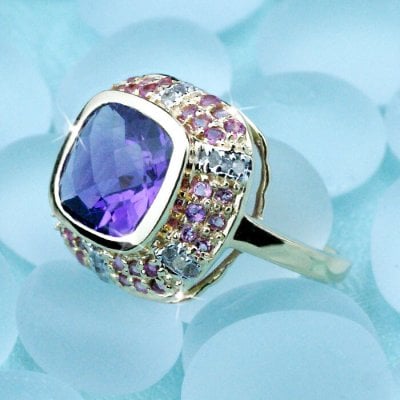 指輪 /アメジスト＆ピンクトルマリン＆ダイヤモンド クラシカルリング / 14KYG 【ダイヤ/】【指輪/Ring】  母の日 誕生日 プレゼント 女友達 ギフト  結婚記念日 【送料無料】【2月 誕生石】