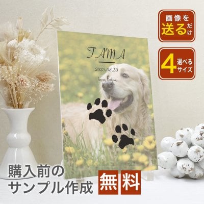 A50 記念 汚れない 足あと 取る 肉球ペット 誕生日 プレゼント うちの子グッズ うちのこ 写真 オリジナルグッズ メモリアル 名入れ お供え 位牌 仏壇  アクリルスタンド　肉球　フォト　動物　写真たて　送料無料　記念品　色褪せない　おしゃれ