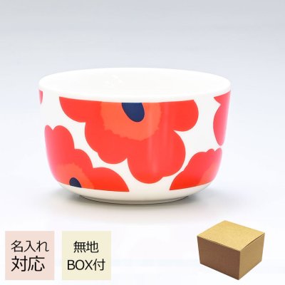 【名入れ無料】 マリメッコ Marimekko ボウル 10cm 250ml 食器 深鉢 UNIKKO ウニッコ ホワイト×レッド 63432 001 イニシャル 北欧食器 洋食器【スペシャルラッピング660円(別売り)】 送別会 誕生日 お中元 結婚祝い 結婚式 高級 父の日 母の日 ホワイトデー
