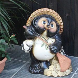 信楽焼 福熊手狸 タヌキ 全高約34cm位 信楽焼 たぬき 置物 高さ34.5cm 陶器 縁起物 11号福熊手狸 ta-0002