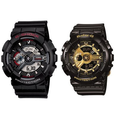 CASIO カシオ G-SHOCK×BABY-G Gショック×ベビーG 腕時計 手表 ペアウォッチ タフネス 多機能 アナデジ ブラック 海外モデル GA-110-1ABA-110-1A ブランド 男女 カップル ペアセット 誕生日 プレゼント ギフト 成人 卒業 入学