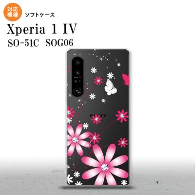 SO-51C SOG06 XPERIA 1 IV Xperia 1 IV スマホケース 背面ケースソフトケース 花柄 ガーベラ 透明 ピンク メンズ レディース nk-xp14-tp073