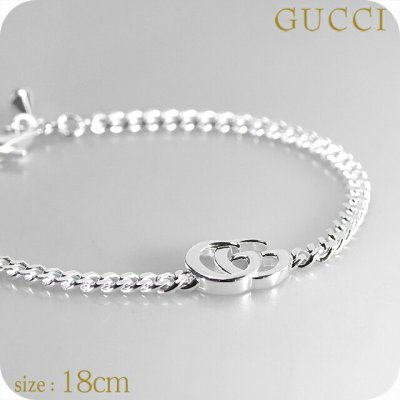 グッチ ブレスレット メンズ ブランド GUCCI ダブルG チェーン 814917-J8400-8106-18 シルバー アクセサリー