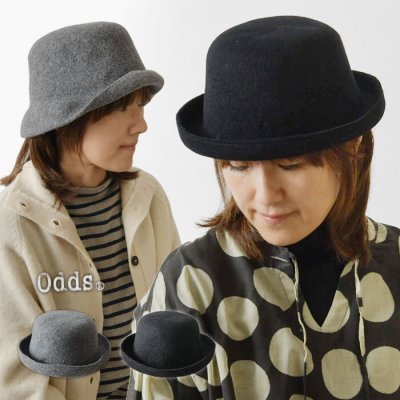 【odds オッズ】 NEW VASQUE BALL HAT / バスクボール ハット (od243-0408)レディース 秋 冬 帽子 ウール100％ フェルト 暖かい 軽い 柔らかい 折り畳める 無地 シンプル ナチュラル 新作 人気 黒 バケハ バケットハット 30代 40代 50代 クリスマス 母の日 ギフト プレゼント
