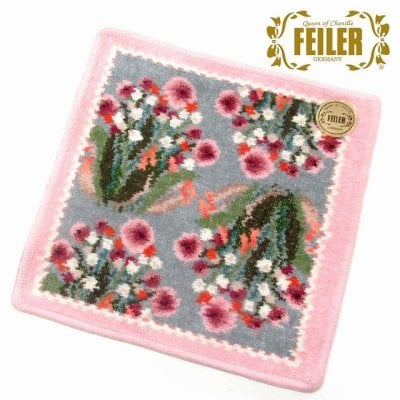 FEILER フェイラー ハンカチ タオル タオルハンカチ 25cm ポンポネットローズ グレーピンク 花柄 限定 PPR25134