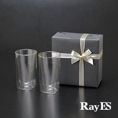 RayES/レイエス　ダブルウォールグラス　RDS-002L （400ml）　２個入り＜ラッピング・メッセージカード付！＞