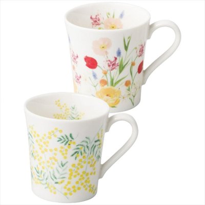 日比谷花壇 ペアマグセット(ミモザ・チューリップ) HBK11/12-13 内祝 内祝い お祝 御祝 記念品 出産内祝い プレゼント 快気祝い 粗供養 引出物