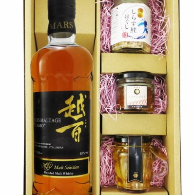 ★ 送料無料 ★ マルス モルテージ 越百( こすも ) モルトセレクション 700ml ＋ おつまみ 3種セット【 ウイスキー・おつまみセット 】【 6753 】【 ハロウィン 贈り物 ギフト プレゼント 誕生日 結婚のお祝い 】