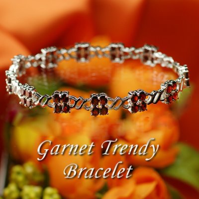 ブレスレット レディース12カラット ガーネット トレンディ ブレスレット 金属アレルギー 対応 アクセサリー 母の日 誕生日 プレゼント 女性 彼女 結婚記念日 妻 おすすめ 人気 プリザーブドフラワー ジュエリーボックス ラッピング付き ギフト 